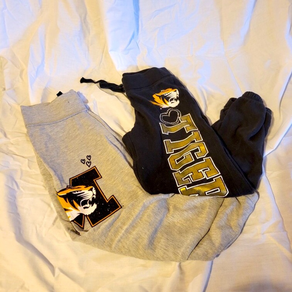2 pairs Mizzou Tigers Girls Sweatpants sz 7